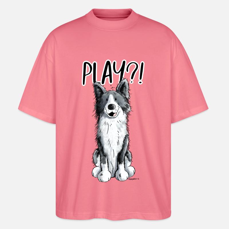 Border Collie Play - Stanley/Stella Oversized Unisex Bio T-Shirt Blaster 2.0 - Pink 