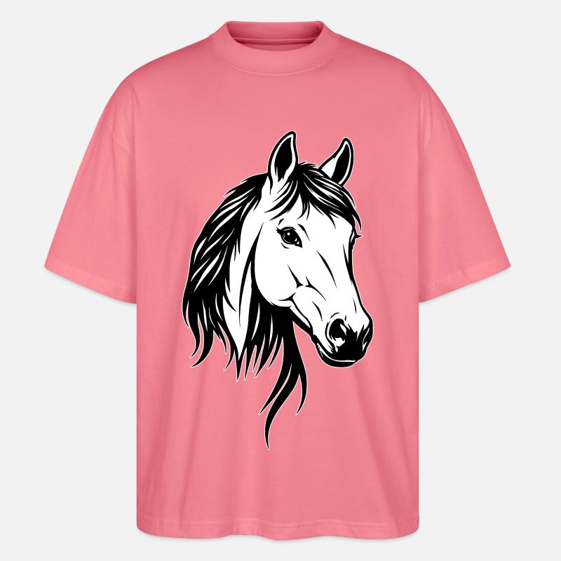 Tête de cheval noir et blanc - T-shirt bio Blaster 2.0 coupe oversize Stanley/Stella Unisexe - rose