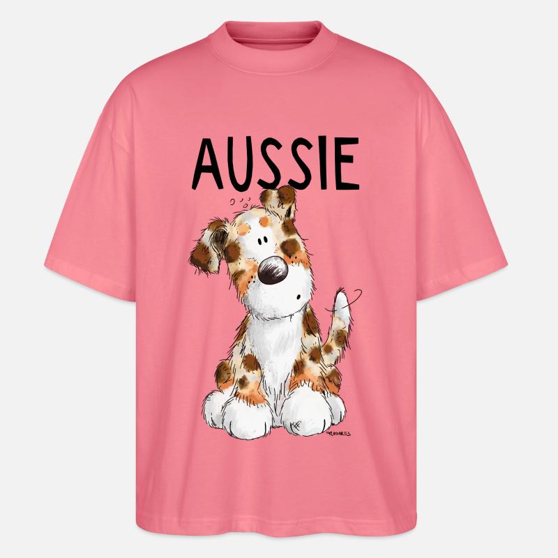 Fröhlicher Aussie - Australian Shepherd - Geschenk - Stanley/Stella Oversized Unisex Bio T-Shirt Blaster 2.0 - Pink