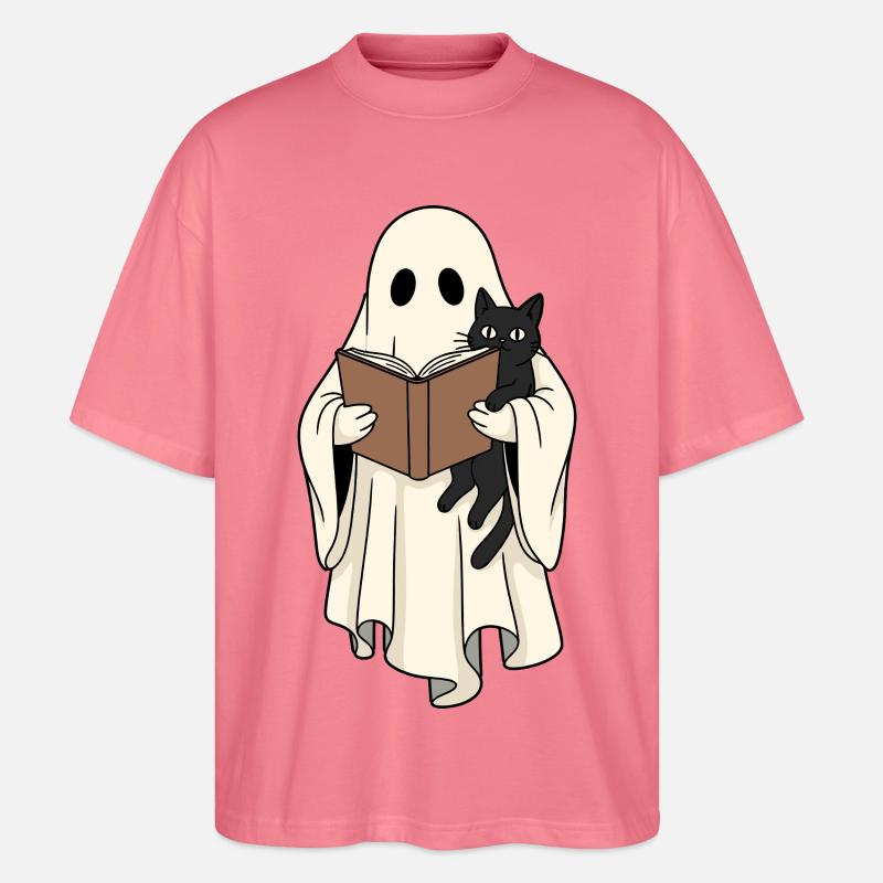 Lesender Geist mit Katze im Buch - Stanley/Stella Oversized Unisex Bio T-Shirt Blaster 2.0 - Pink 