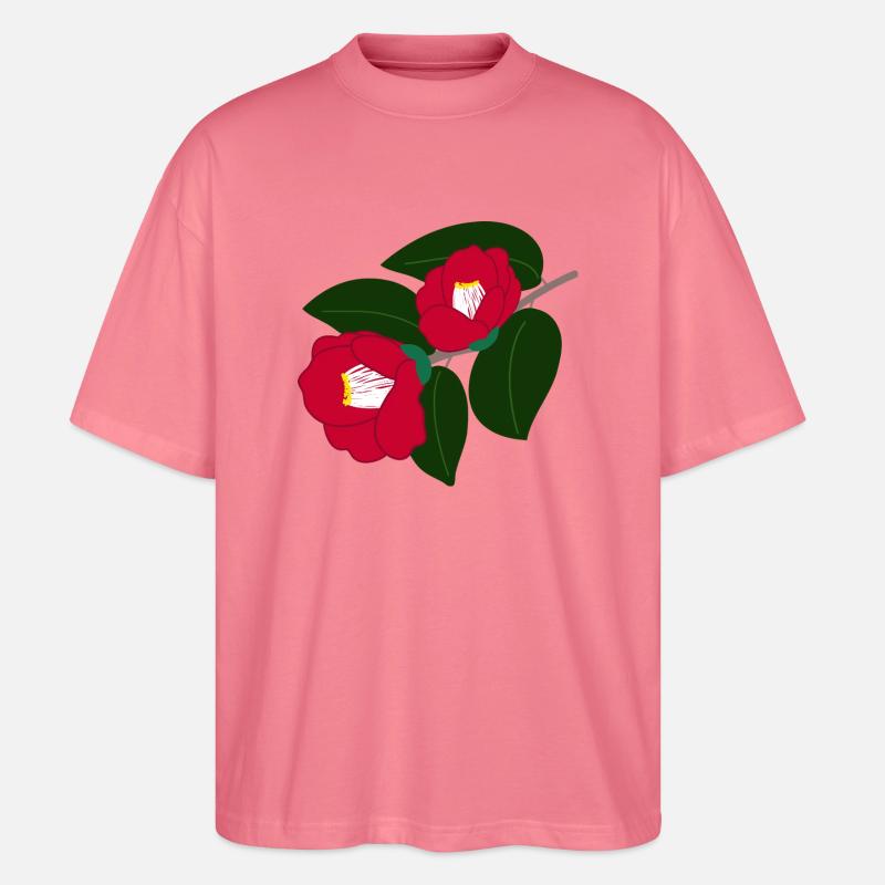 zwei rote Kamelienblüten - Stanley/Stella Oversized Unisex Bio T-Shirt Blaster 2.0 - Pink 