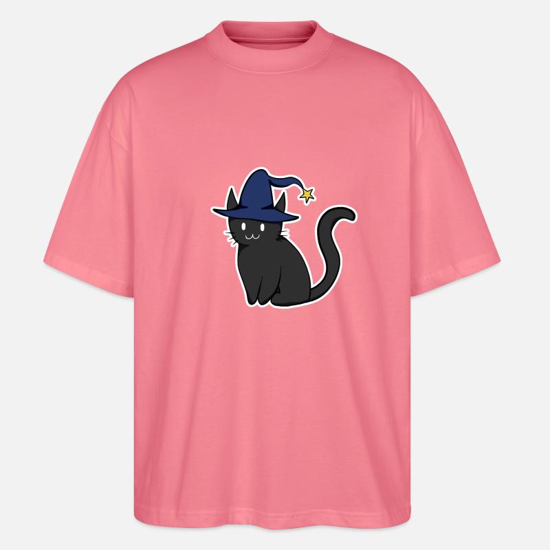Schwarze Katze mit Hexenhut - Stanley/Stella Oversized Unisex Bio T-Shirt Blaster 2.0 - Pink 