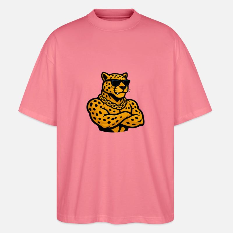 Bande dessinée Guépard léopard - T-shirt bio Blaster 2.0 coupe oversize Stanley/Stella Unisexe - rose 