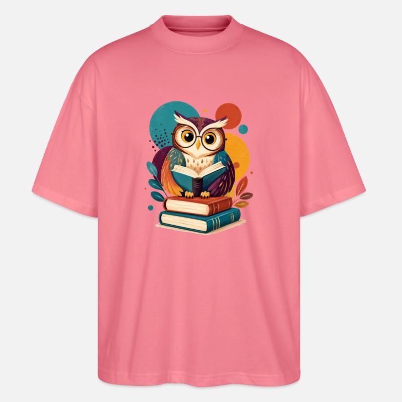 Bunte Leseeule - Stanley/Stella Oversized Unisex Bio T-Shirt Blaster 2.0 - Pink 