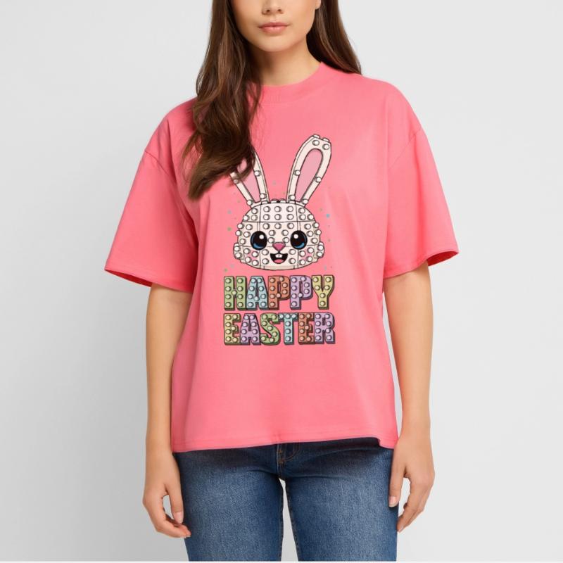 Master Builder Brick Builder Bunny Face Bricks Stanley/Stella Oversized Unisex Organic T-shirt Blaster 2.0