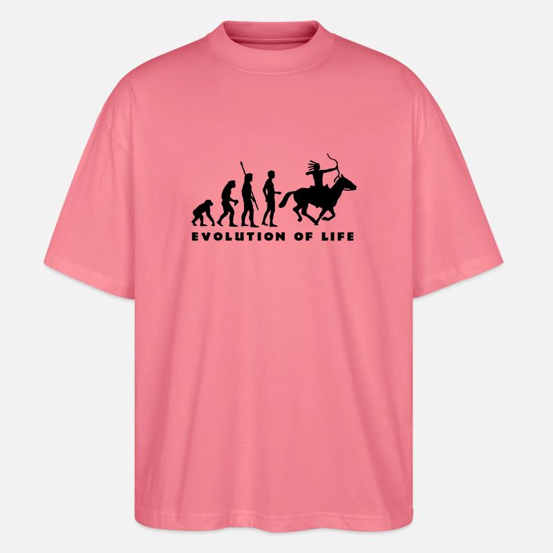 evolution_indianer_b - Stanley/Stella Oversized Unisex Bio T-Shirt Blaster 2.0 - Pink 