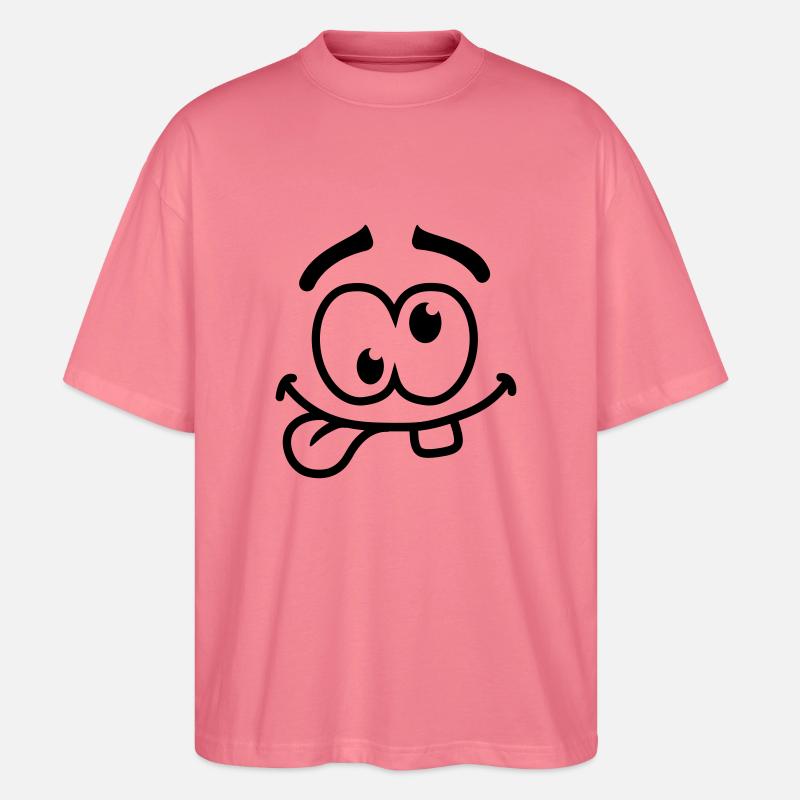 Crazy Smiley Face - Stanley/Stella Oversized Unisex Bio T-Shirt Blaster 2.0 - Pink 