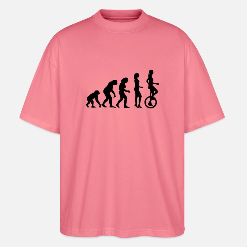evolution_einradfahrerin_1c - T-shirt bio Blaster 2.0 coupe oversize Stanley/Stella Unisexe - rose 