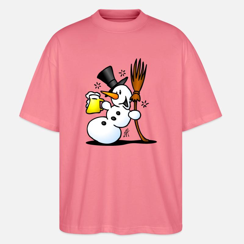 Schneemann mit einem Drink - Stanley/Stella Oversized Unisex Bio T-Shirt Blaster 2.0 - Pink