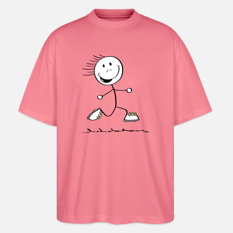 Running Strichmännchen - Läufer - Jogging - Stanley/Stella Oversized Unisex Bio T-Shirt Blaster 2.0 - Pink 