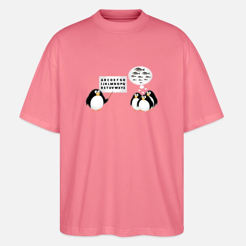 Schule - Pinguin - Stanley/Stella Oversized Unisex Bio T-Shirt Blaster 2.0 - Pink 