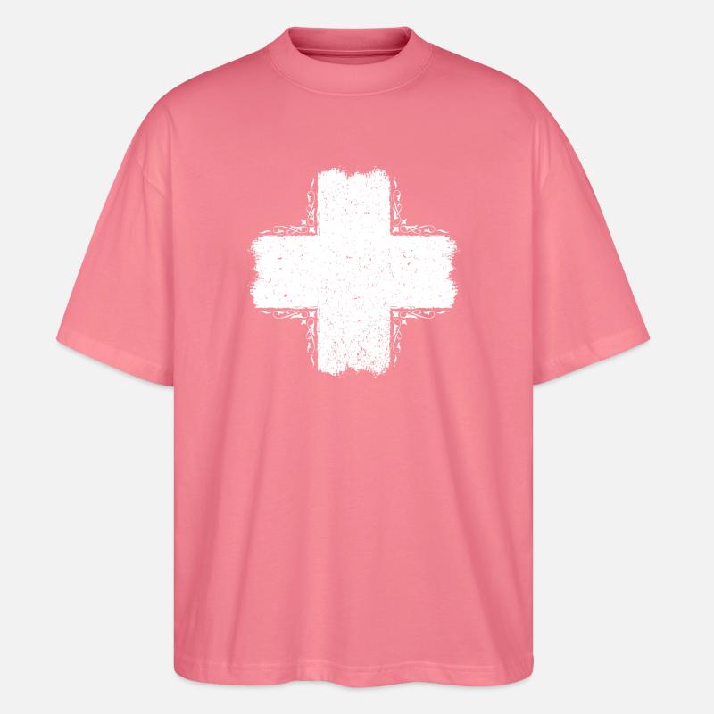 Schweiz / Suisse / Schweizerkreuz - Stanley/Stella Oversized Unisex Bio T-Shirt Blaster 2.0 - Pink 