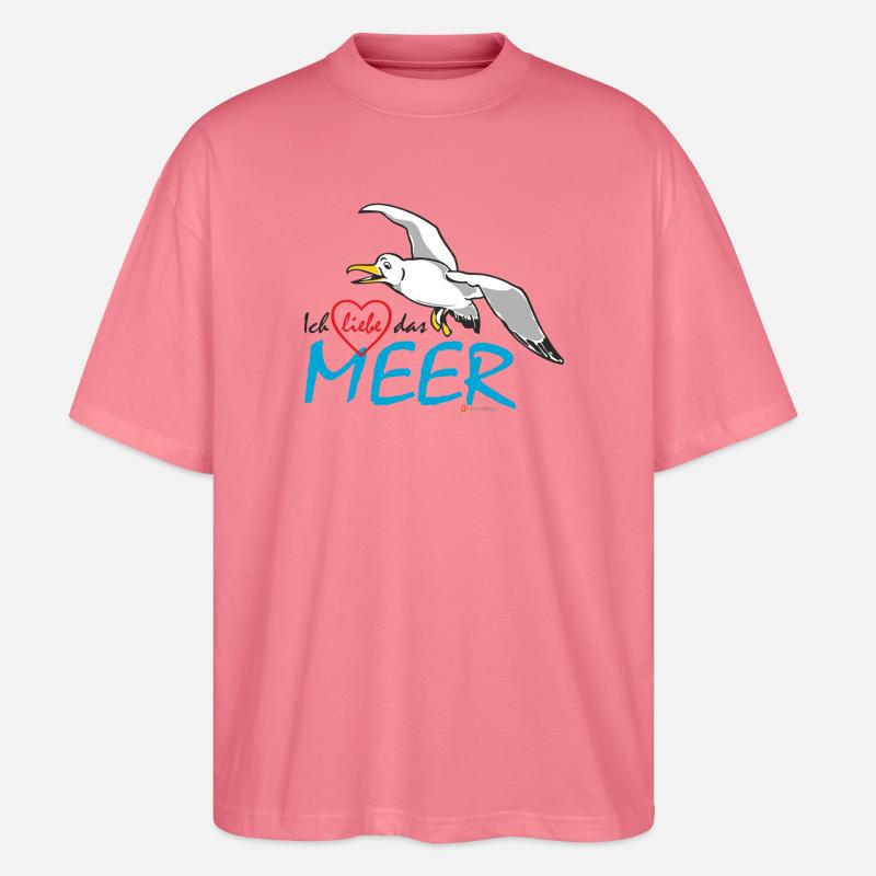 Möwe, Ich liebe das Meer - Stanley/Stella Oversized Unisex Bio T-Shirt Blaster 2.0 - Pink 