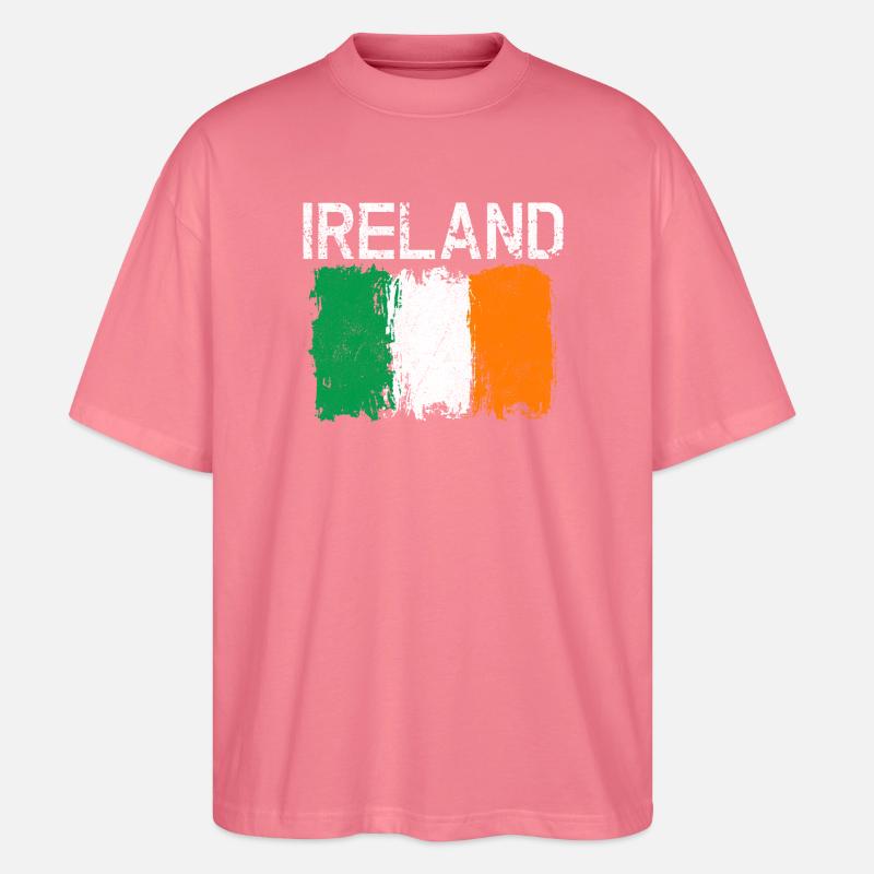 Conception du drapeau Grunge Ireland - T-shirt bio Blaster 2.0 coupe oversize Stanley/Stella Unisexe - rose 