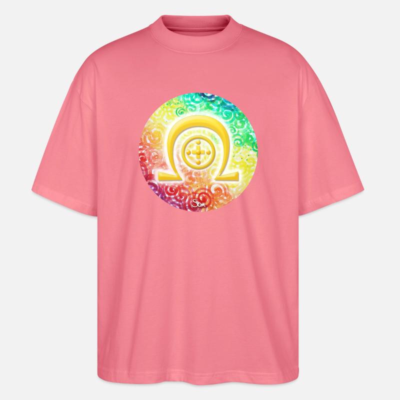 Regenbogen-Dimensionssymbol Heilung - Sonja Ariel - Stanley/Stella Oversized Unisex Bio T-Shirt Blaster 2.0 - Pink 