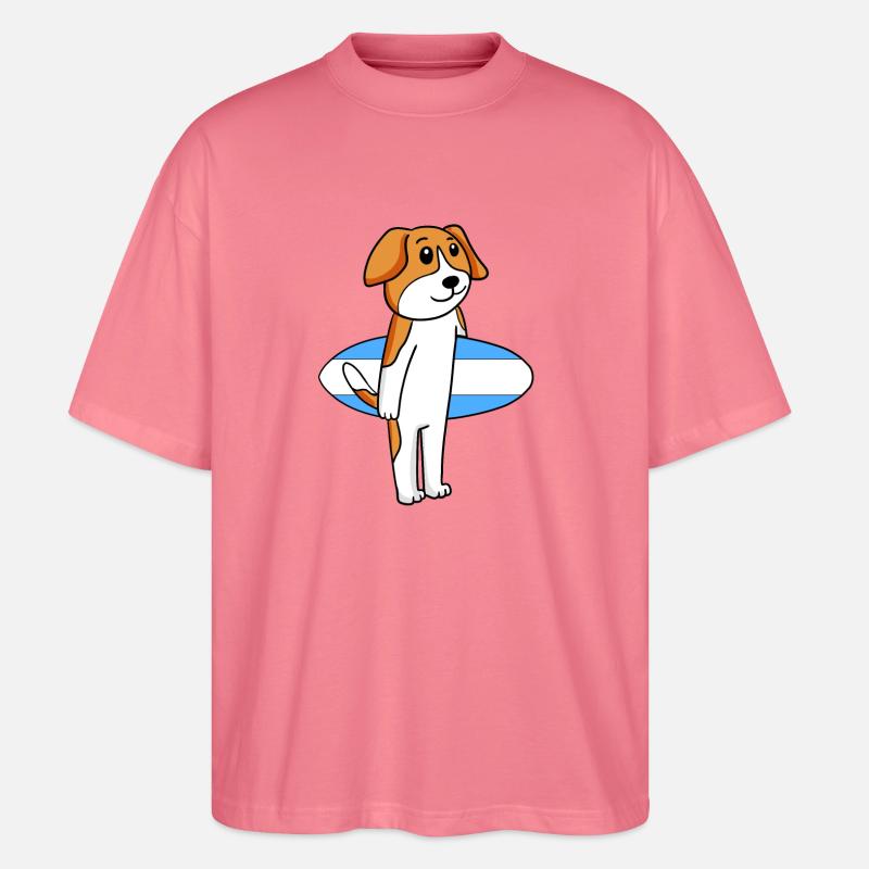 Surfboard Hund Beagle Surfen Geschenk - Stanley/Stella Oversized Unisex Bio T-Shirt Blaster 2.0 - Pink 