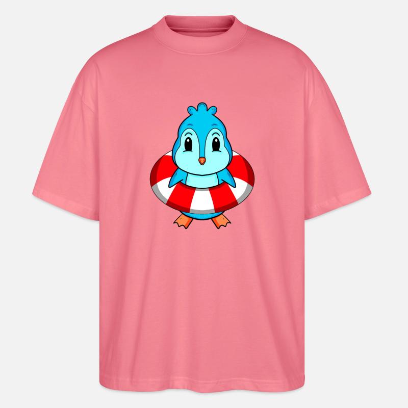 Pinguin Schwimmen Rettungsring - Stanley/Stella Oversized Unisex Bio T-Shirt Blaster 2.0 - Pink 
