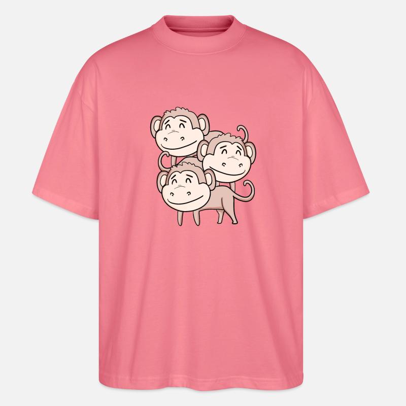 Cute Monkeys - Monkey - Stanley/Stella Oversized Unisex Organic T-shirt Blaster 2.0 - pink joy 