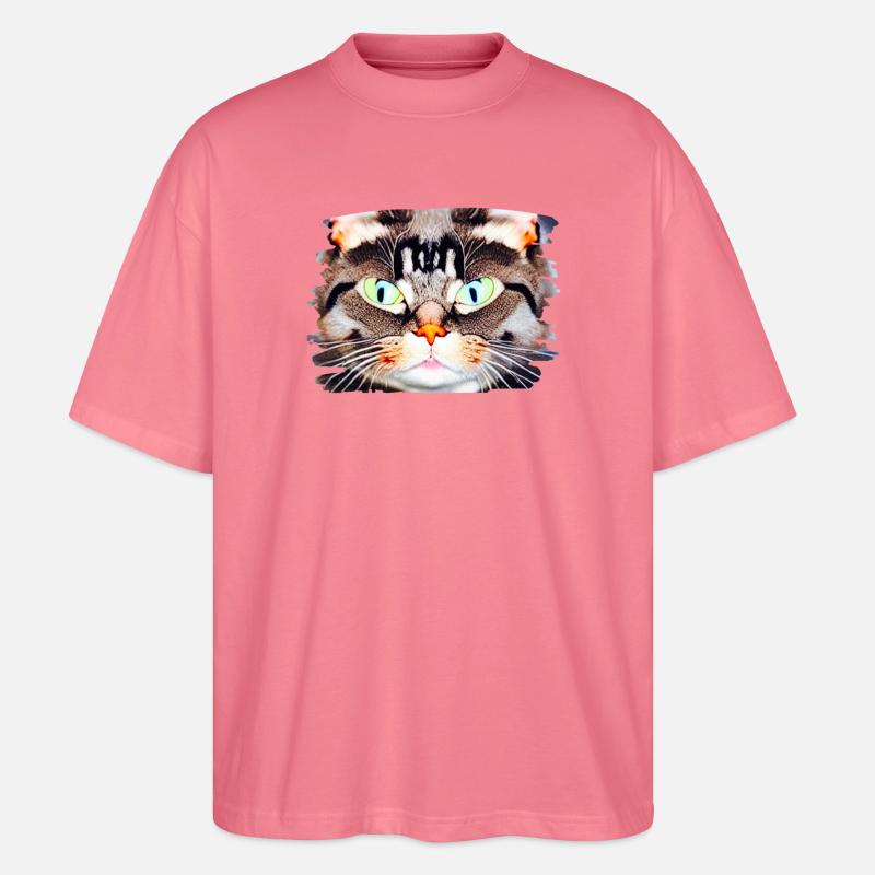 Neon Katzenblick Porträt - Stanley/Stella Oversized Unisex Bio T-Shirt Blaster 2.0 - Pink