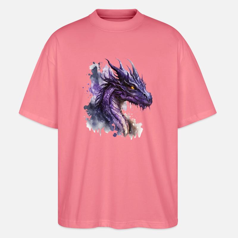 Lila Aquarell Drache - Stanley/Stella Oversized Unisex Bio T-Shirt Blaster 2.0 - Pink