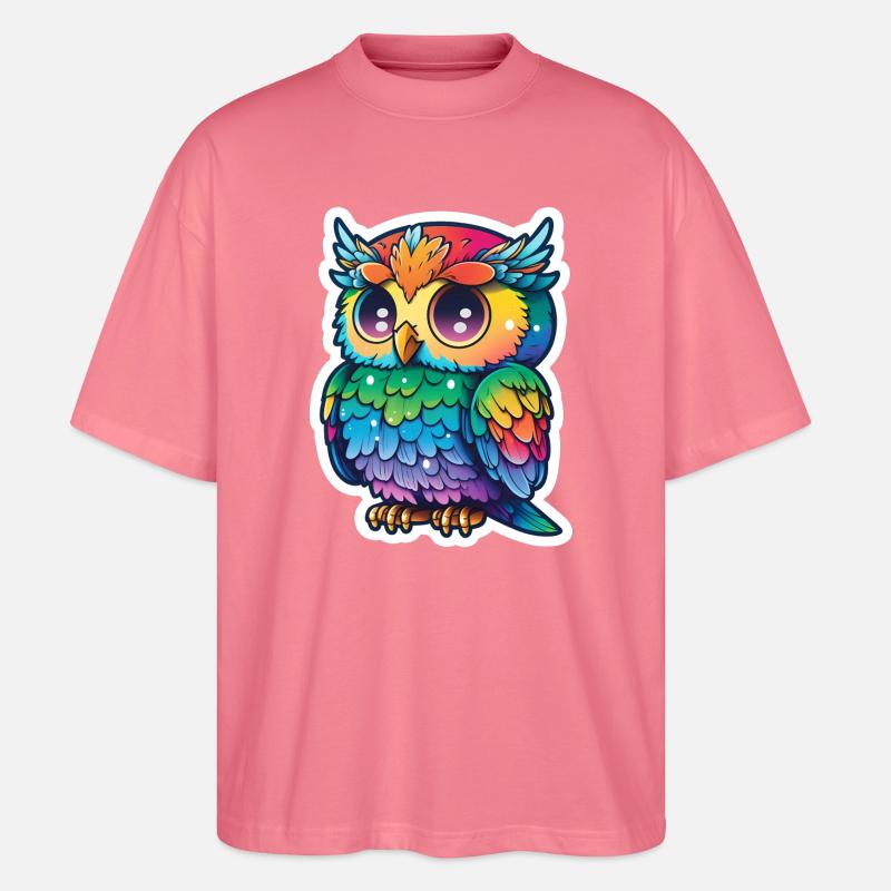 Farbenfrohe Eulenillustration - Stanley/Stella Oversized Unisex Bio T-Shirt Blaster 2.0 - Pink 