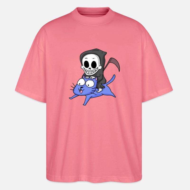 Faucheuse assise sur un chat - T-shirt bio Blaster 2.0 coupe oversize Stanley/Stella Unisexe - rose 