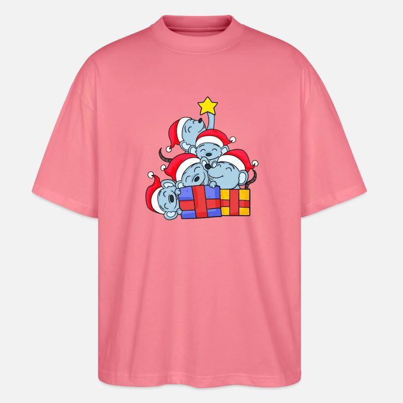 Mouse Tree Christmas Christmas Tree - Stanley/Stella Oversized Unisex Organic T-shirt Blaster 2.0 - pink joy 