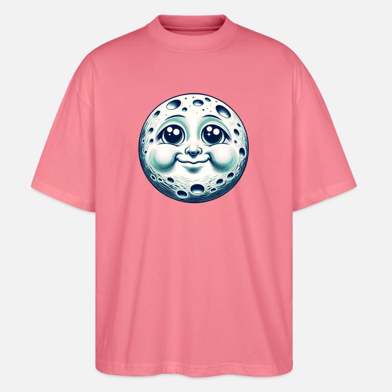 Drôle de lune avec visage - T-shirt bio Blaster 2.0 coupe oversize Stanley/Stella Unisexe - rose