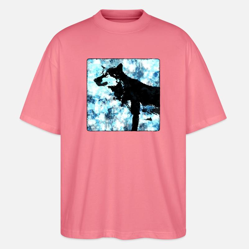 Wolf Silhouette Wasserfarben - Stanley/Stella Oversized Unisex Bio T-Shirt Blaster 2.0 - Pink 