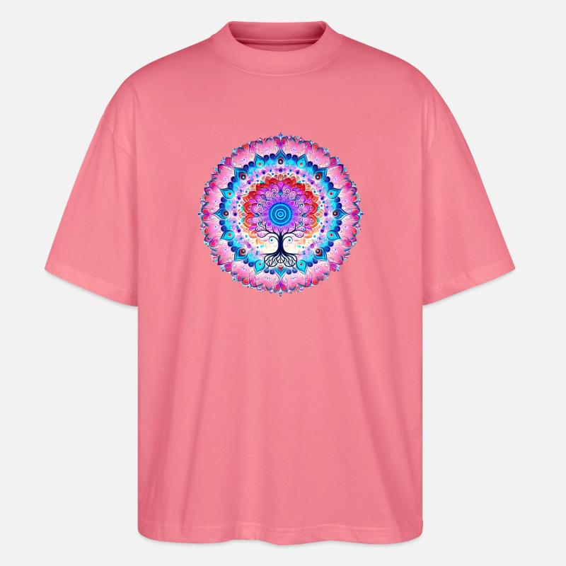 Mandala-Baum der Farben - Stanley/Stella Oversized Unisex Bio T-Shirt Blaster 2.0 - Pink 