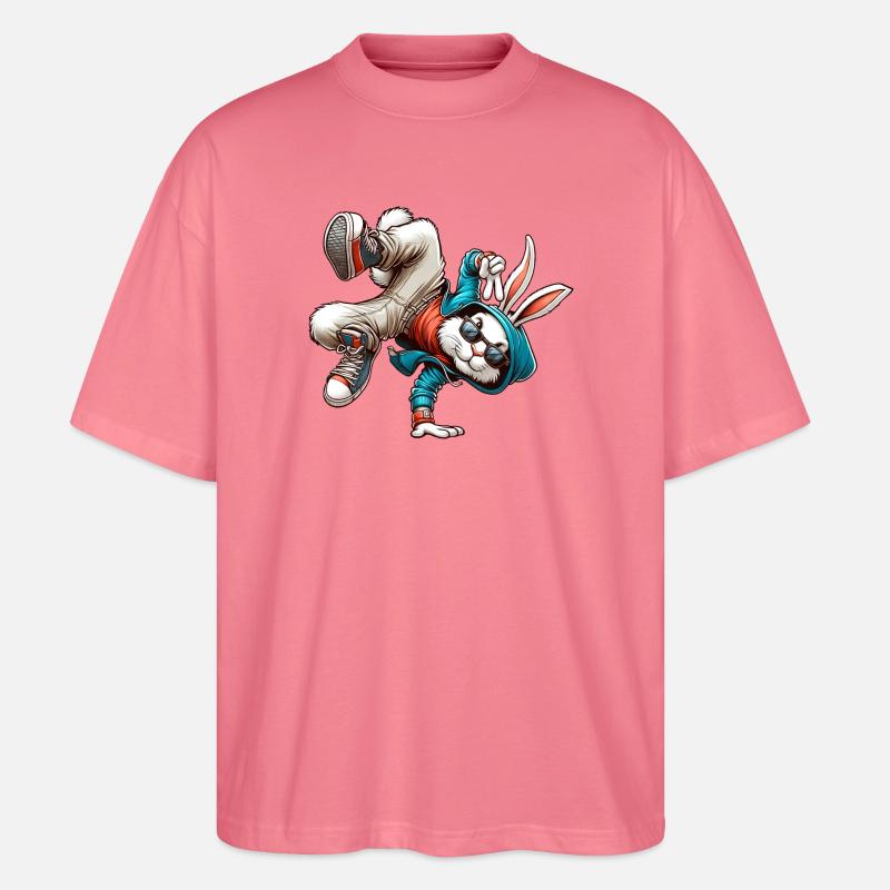 Pâques Pâques Lapin Danse Breakdance - T-shirt bio Blaster 2.0 coupe oversize Stanley/Stella Unisexe - rose 