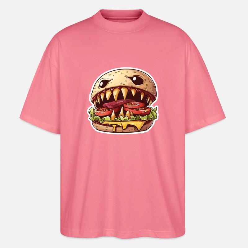 Fleischfressender Cheeseburger – Monster Burger - Stanley/Stella Oversized Unisex Bio T-Shirt Blaster 2.0 - Pink 