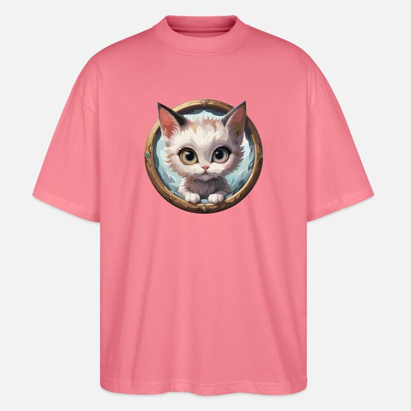 Kätzchen im Rundmedaillon - Stanley/Stella Oversized Unisex Bio T-Shirt Blaster 2.0 - Pink 