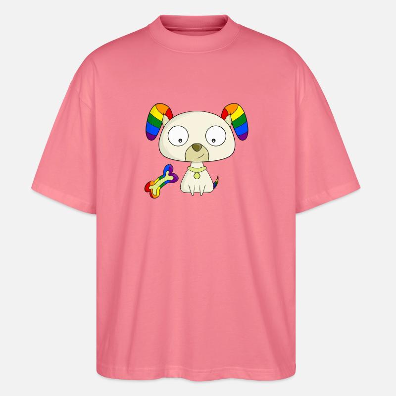 Regenbogen-Welpe - Stanley/Stella Oversized Unisex Bio T-Shirt Blaster 2.0 - Pink 