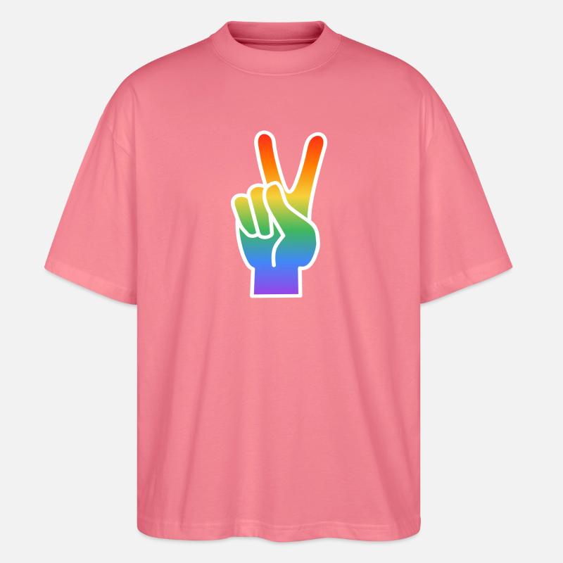 Regenbogen Peace Handzeichen - Stanley/Stella Oversized Unisex Bio T-Shirt Blaster 2.0 - Pink 