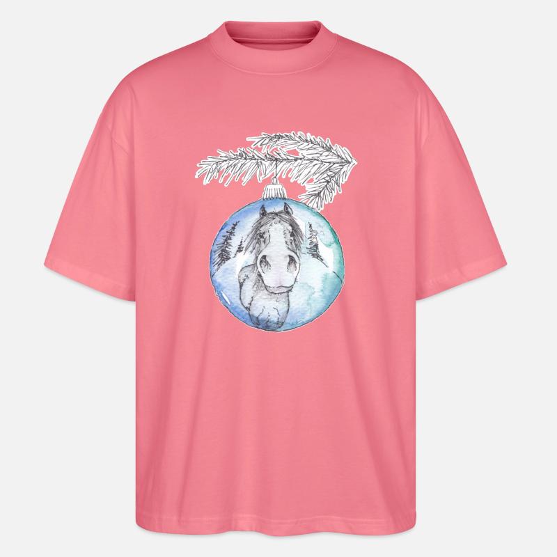 Weihnachtskugel Merry Christmas blau Pferd - Stanley/Stella Oversized Unisex Bio T-Shirt Blaster 2.0 - Pink 
