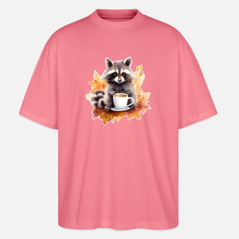 Herbst Waschbär Kaffee Gemütlich - Stanley/Stella Oversized Unisex Bio T-Shirt Blaster 2.0 - Pink 