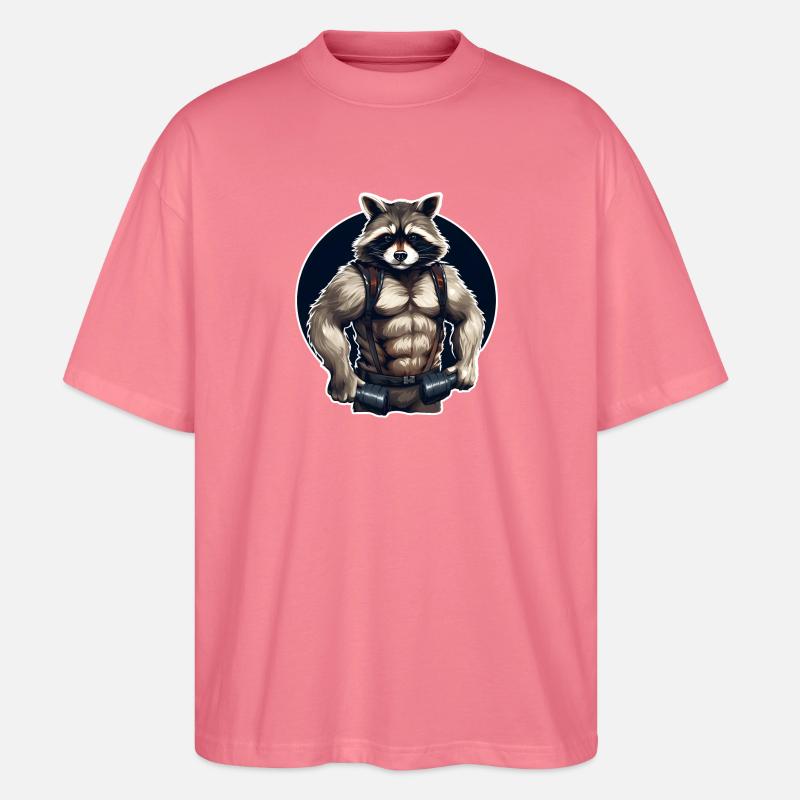 GYM Waschbär Training - Stanley/Stella Oversized Unisex Bio T-Shirt Blaster 2.0 - Pink 