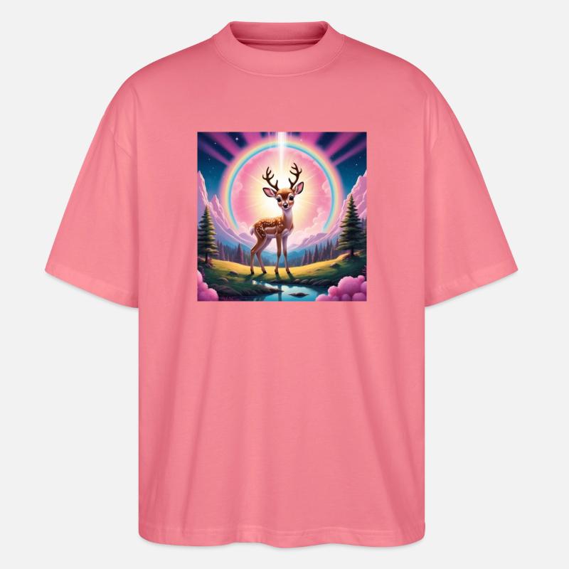 Reh mit Regenbogen - Stanley/Stella Oversized Unisex Bio T-Shirt Blaster 2.0 - Pink 