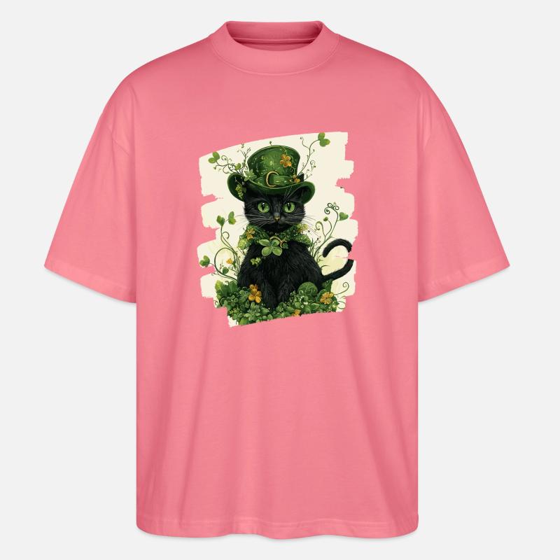 St Patricks day Katze - Stanley/Stella Oversized Unisex Bio T-Shirt Blaster 2.0 - Pink 