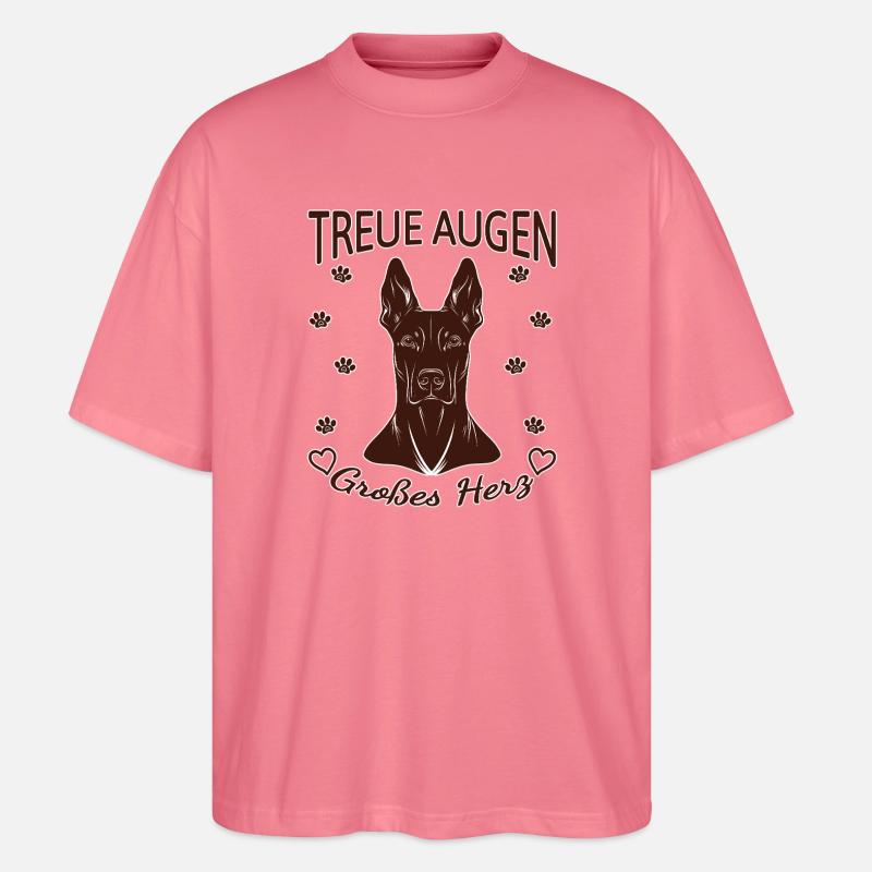 Dobermann Design – Herz & Treue Rust - Stanley/Stella Oversized Unisex Bio T-Shirt Blaster 2.0 - Pink 