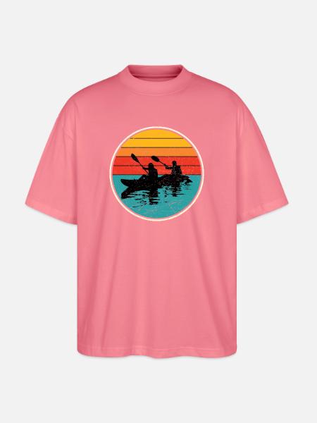 Sunset Kayak Duo Circle - Stanley/Stella Oversized Unisex Organic T-shirt Blaster 2.0 - pink joy