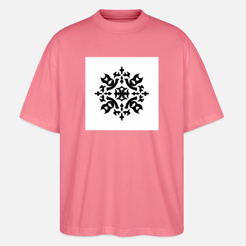 Kompliziertes schwarzes Schneeflockenmuster - Stanley/Stella Oversized Unisex Bio T-Shirt Blaster 2.0 - Pink 
