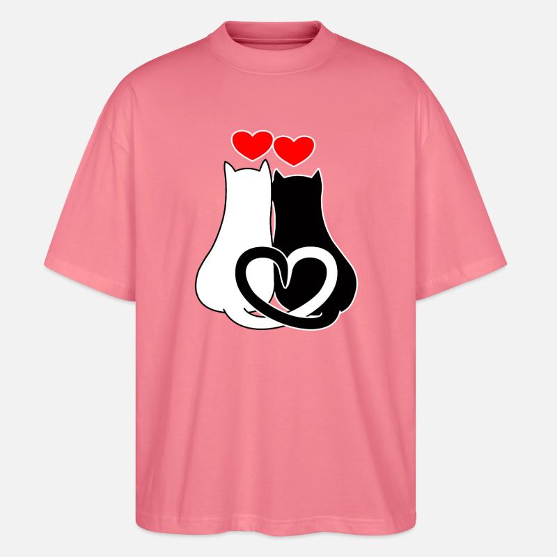 Verliebte Katzen mit Herzen - Stanley/Stella Oversized Unisex Bio T-Shirt Blaster 2.0 - Pink 
