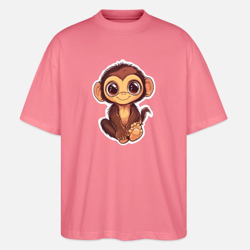 Affe Süsses Äffchen Geschenk für Affenfans - Stanley/Stella Oversized Unisex Bio T-Shirt Blaster 2.0 - Pink 