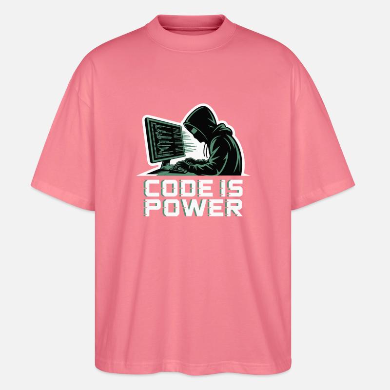 Cyber Hacker Code Unendliches Design - Stanley/Stella Oversized Unisex Bio T-Shirt Blaster 2.0 - Pink 