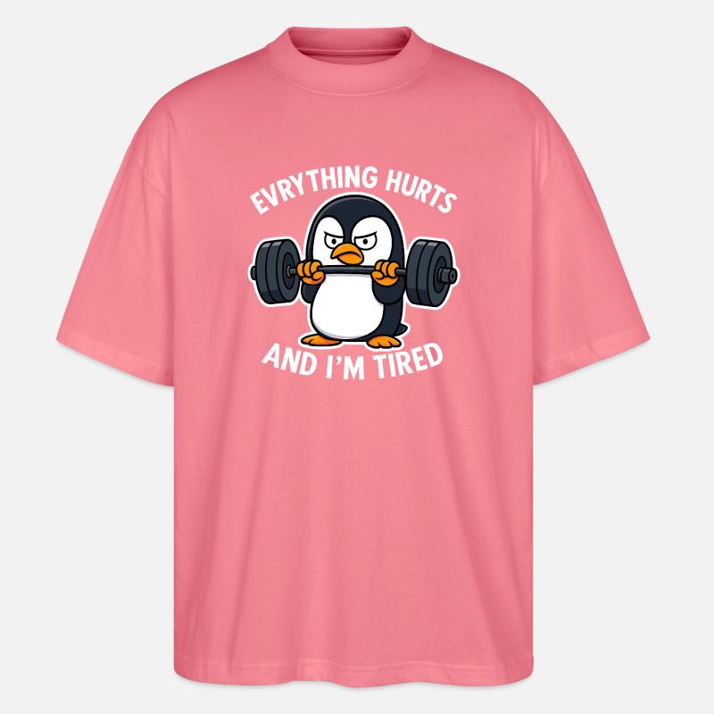 Mürrischer Pinguin stemmt Gewichte - Stanley/Stella Oversized Unisex Bio T-Shirt Blaster 2.0 - Pink 