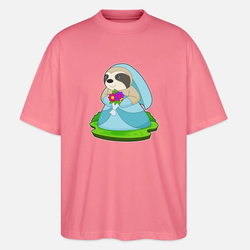 Faultier Braut Blumenstrauß Hochzeit - Stanley/Stella Oversized Unisex Bio T-Shirt Blaster 2.0 - Pink