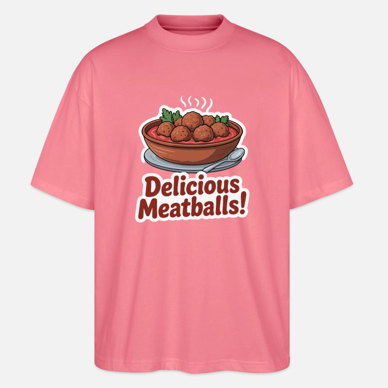 Köstliche Fleischbällchen-Illustration - Stanley/Stella Oversized Unisex Bio T-Shirt Blaster 2.0 - Pink 