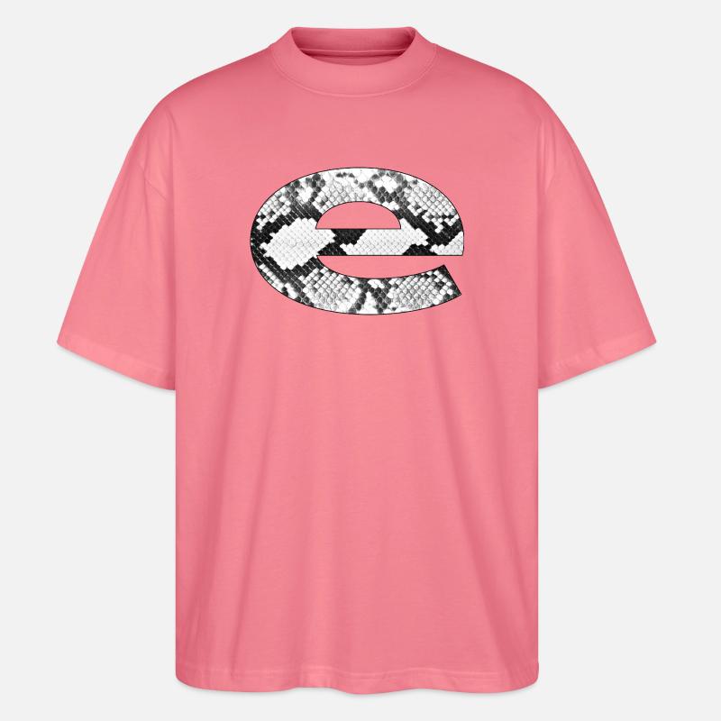 Schlangenmuster Buchstabe e - Stanley/Stella Oversized Unisex Bio T-Shirt Blaster 2.0 - Pink 